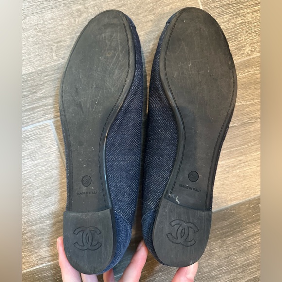 CHANEL denim ballet flats, rubber sole, low vamp, size 38.5 - Picture 8 of 10